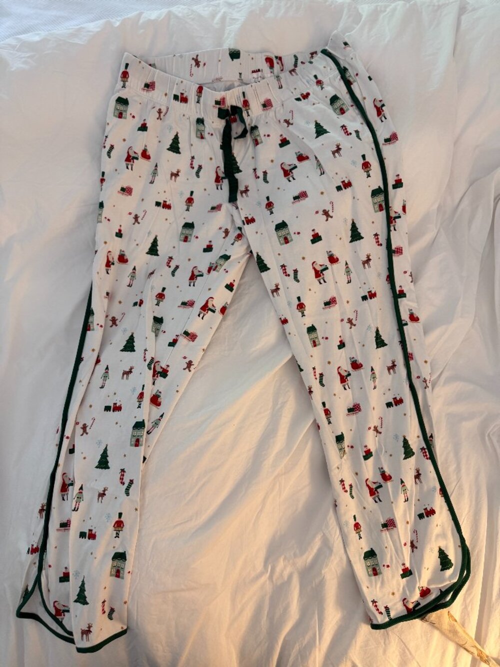 LAKE Pima Maternity Long-Long Pajama Set, Holly Jolly Holiday Print, Size M